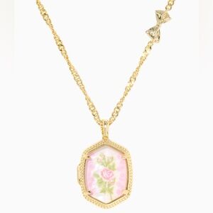 Kendra Scott x LoveShackFancy Gold Locket Necklace Marie pink blooming heirloom